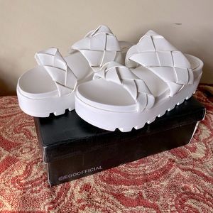Ego official white platform sandals